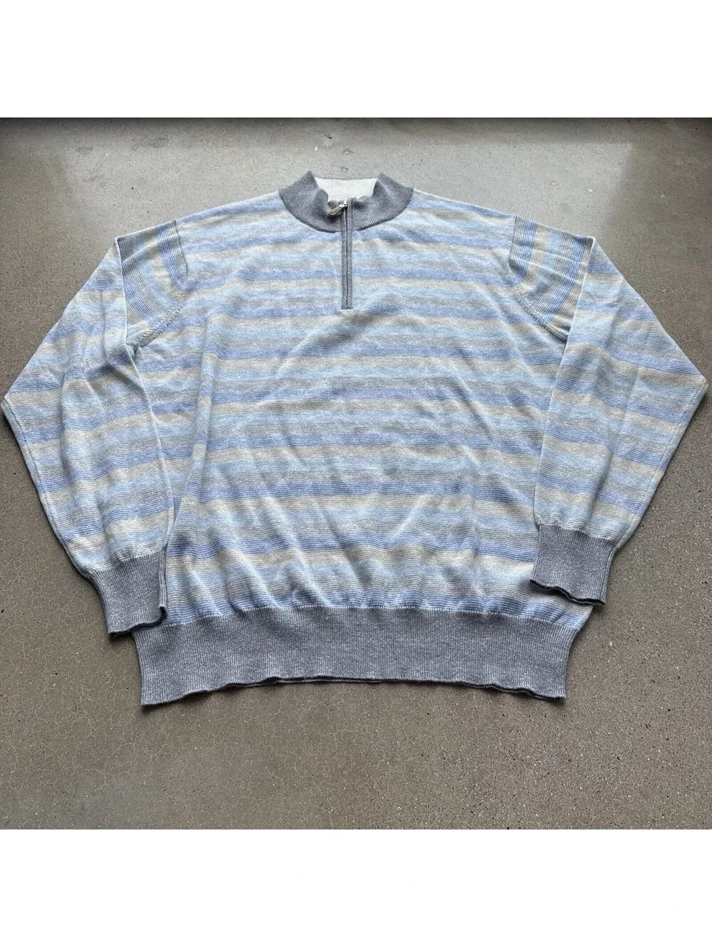 Peter Millar Linen Blend 1/4 Zip Sweater Striped Men’s XL Striped Performance